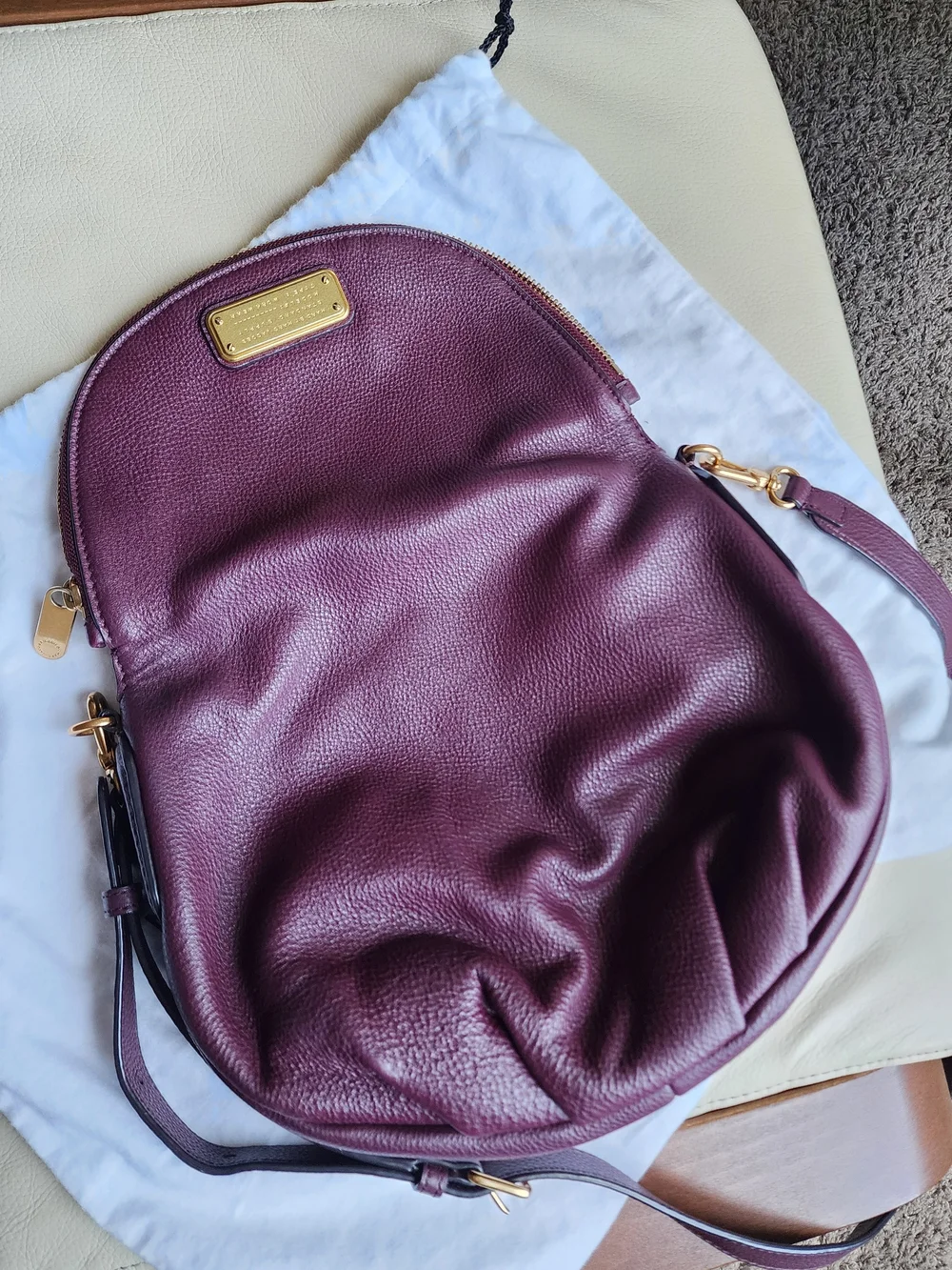 Marc by Marc Jacobs Plum Pebbled Leather Crossbody with Gold Hardware - Picture 3 of 6